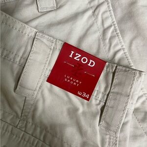 Mens stone color, brand IZOD, tag on never worn size 34.